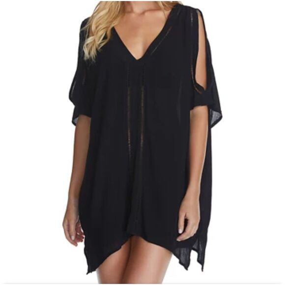 Raisins Bathing Suit Cover Up Black Cold Shoulder Size Small - Picture 6 of 6